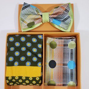 Bow Tie Hanky Socks Box Set by R Lewis RGB04 Olive